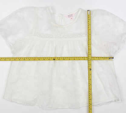 Mela London Women Ivory UK 14 Petite Embroidered Lace Floral Blouse