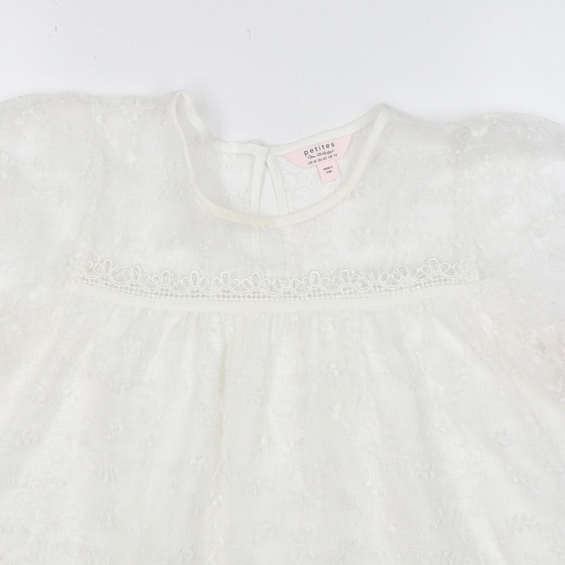 Mela London Women Ivory UK 14 Petite Embroidered Lace Floral Blouse