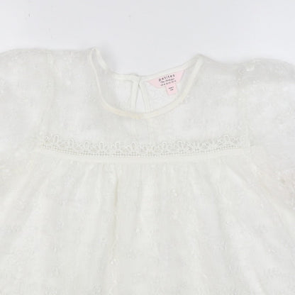 Mela London Women Ivory UK 14 Petite Embroidered Lace Floral Blouse