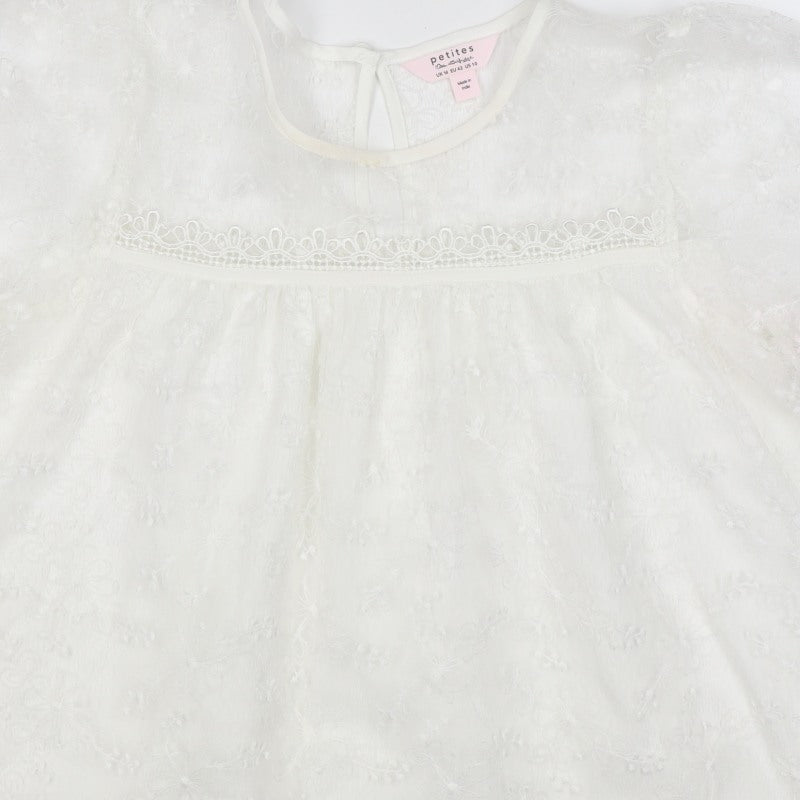 Mela London Women Ivory UK 14 Petite Embroidered Lace Floral Blouse