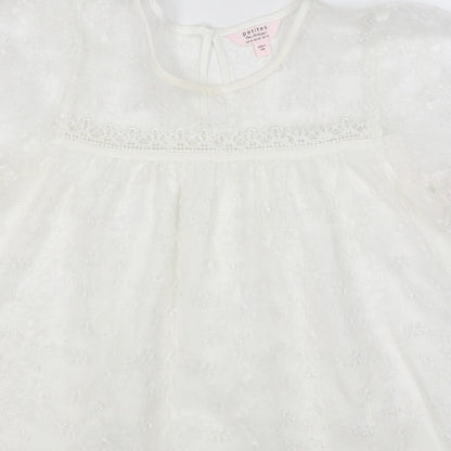 Mela London Women Ivory UK 14 Petite Embroidered Lace Floral Blouse