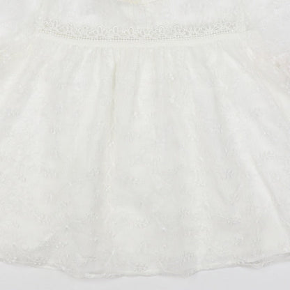 Mela London Women Ivory UK 14 Petite Embroidered Lace Floral Blouse