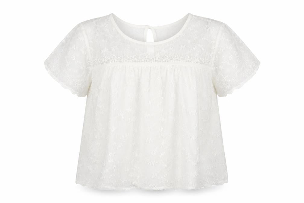 Mela London Women Ivory UK 14 Petite Embroidered Lace Floral Blouse