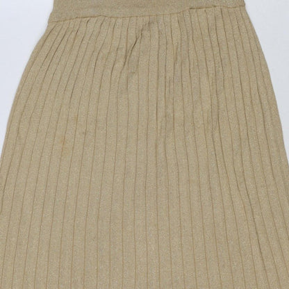 H&M Women Gold XS Ribbed Metallic Knit Bodycon Knee Length Dress