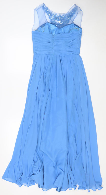 JS Collections Women Blue UK 8 Maxi Beaded Sweetheart Formal Dress