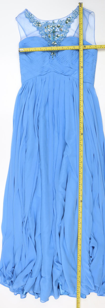 JS Collections Women Blue UK 8 Maxi Beaded Sweetheart Formal Dress