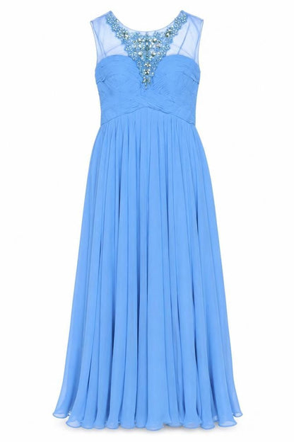 JS Collections Women Blue UK 8 Maxi Beaded Sweetheart Formal Dress