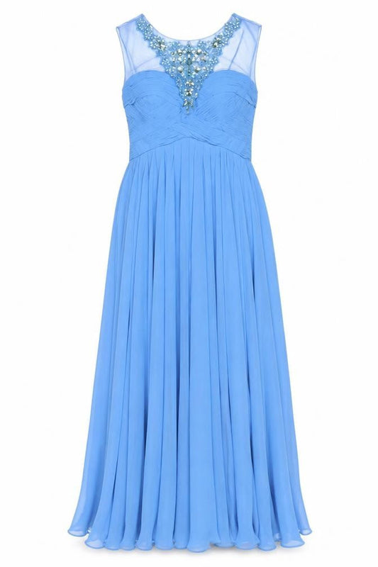 JS Collections Women Blue UK 8 Maxi Beaded Sweetheart Formal Dress