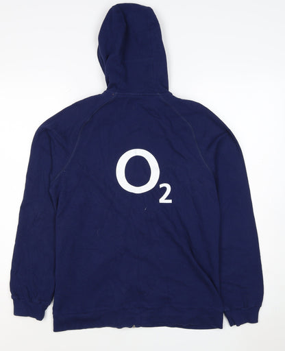 Close-up detail of Umbro Teens Blue XL England Rugby O2 Full Zip Hooded Hoodie
