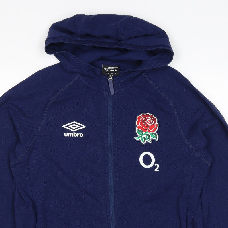 Additional view of Umbro Teens Blue XL England Rugby O2 Full Zip Hooded Hoodie