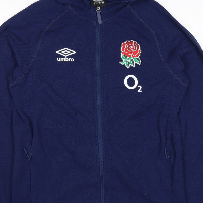 Additional view of Umbro Teens Blue XL England Rugby O2 Full Zip Hooded Hoodie