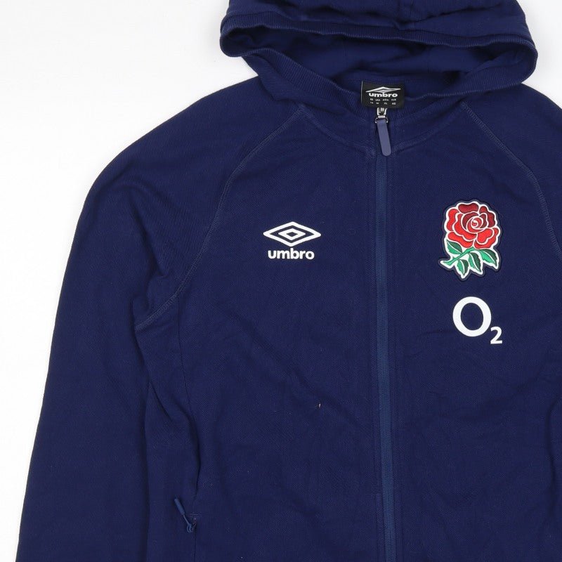 Additional view of Umbro Teens Blue XL England Rugby O2 Full Zip Hooded Hoodie