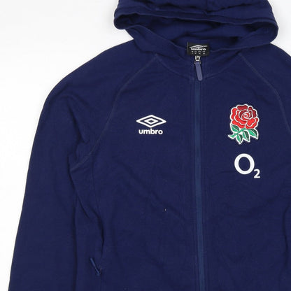 Additional view of Umbro Teens Blue XL England Rugby O2 Full Zip Hooded Hoodie