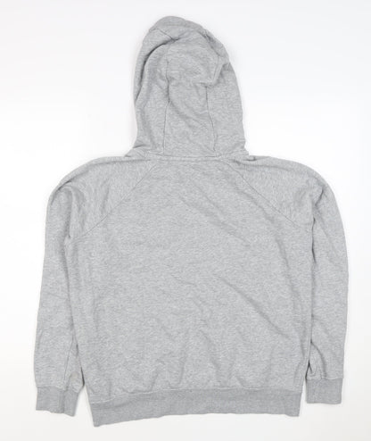 Nike Women Grey Logo Pullover Hoodie M Cotton Blend