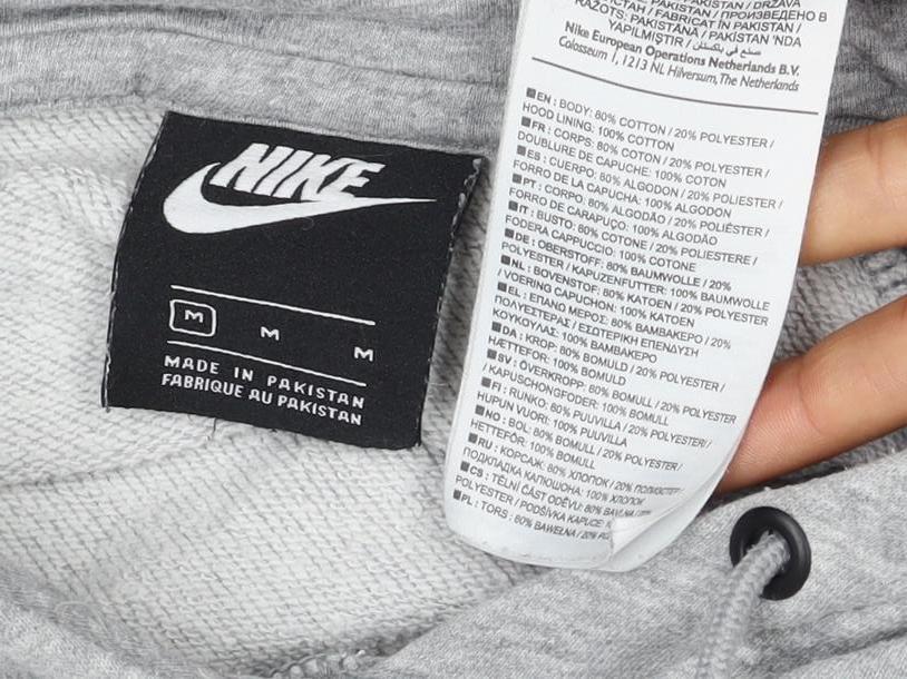 Nike Women Grey Logo Pullover Hoodie M Cotton Blend