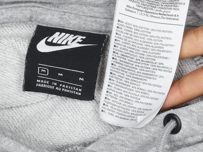 Nike Women Grey Logo Pullover Hoodie M Cotton Blend