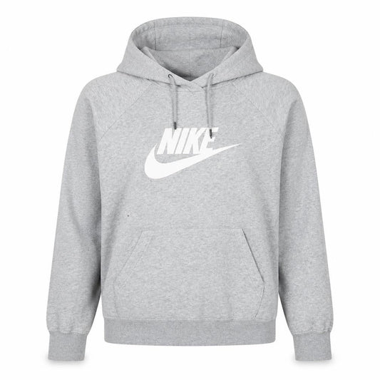 Nike Women Grey Logo Pullover Hoodie M Cotton Blend