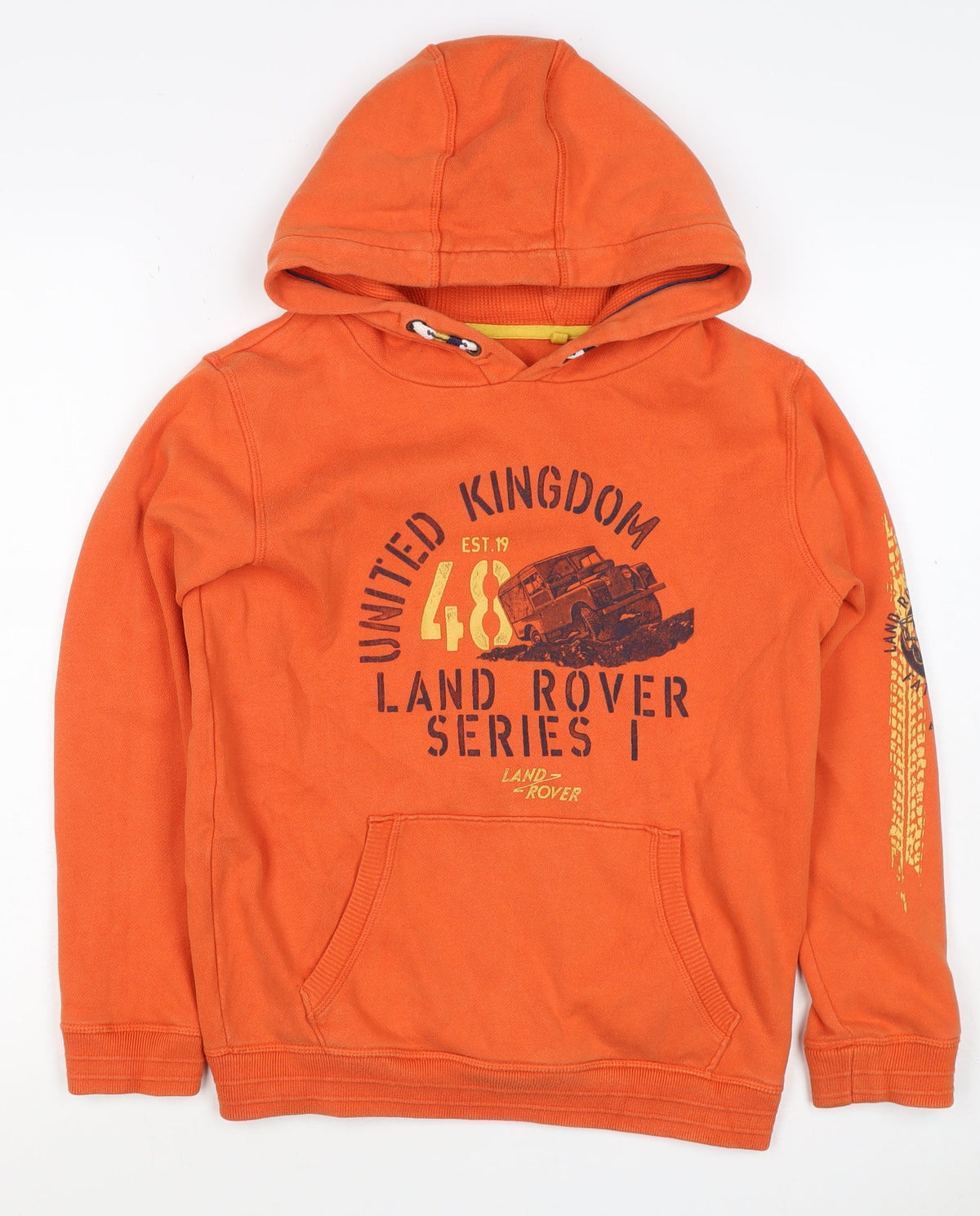 FatFace Boys Orange Land Rover Graphic Pullover Hoodie Age 10-11