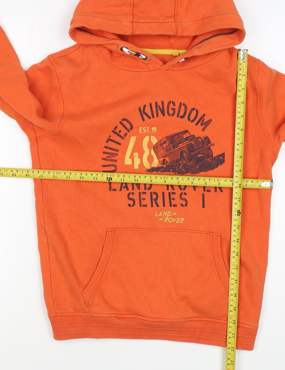 FatFace Boys Orange Land Rover Graphic Pullover Hoodie Age 10-11