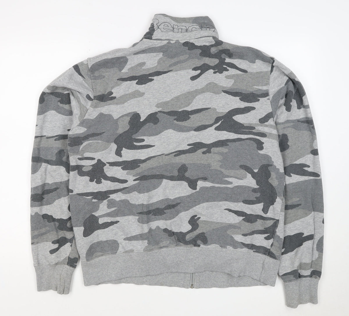 Bench Men’s Grey Camo Full Zip High Neck Sweatshirt Size L