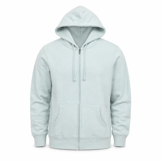 Front view of Yorkshire Trading Co. Men’s Grey M Full Zip Hooded Fleece Hoodie