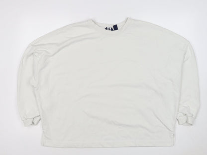Lands' End Women's White XL Relaxed Crew Neck Pullover Sweatshirt