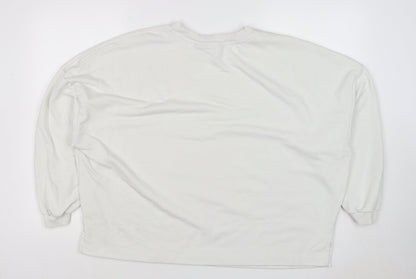 Lands' End Women's White XL Relaxed Crew Neck Pullover Sweatshirt