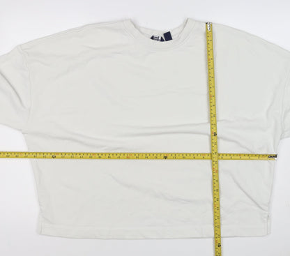 Lands' End Women's White XL Relaxed Crew Neck Pullover Sweatshirt