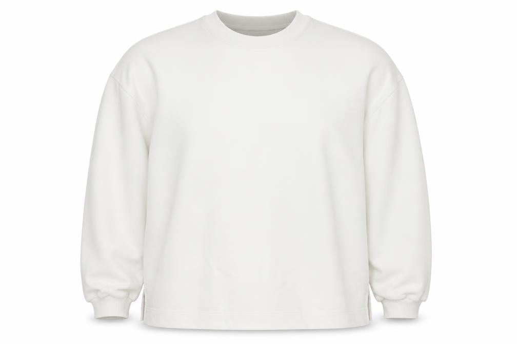 Lands' End Women's White XL Relaxed Crew Neck Pullover Sweatshirt