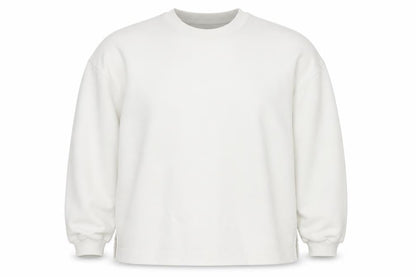Lands' End Women's White XL Relaxed Crew Neck Pullover Sweatshirt