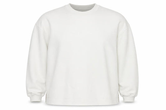 Lands' End Women's White XL Relaxed Crew Neck Pullover Sweatshirt