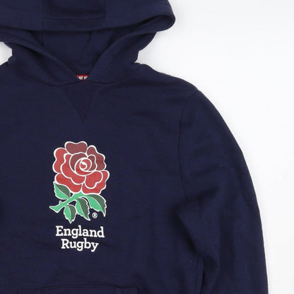 England Rugby Boys Navy Pullover Hoodie 13 Years 158cm Rose Logo