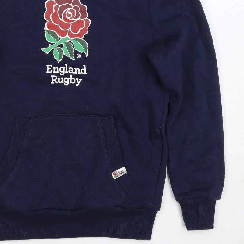 England Rugby Boys Navy Pullover Hoodie 13 Years 158cm Rose Logo