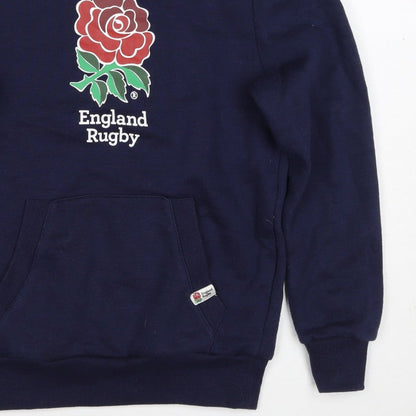 England Rugby Boys Navy Pullover Hoodie 13 Years 158cm Rose Logo