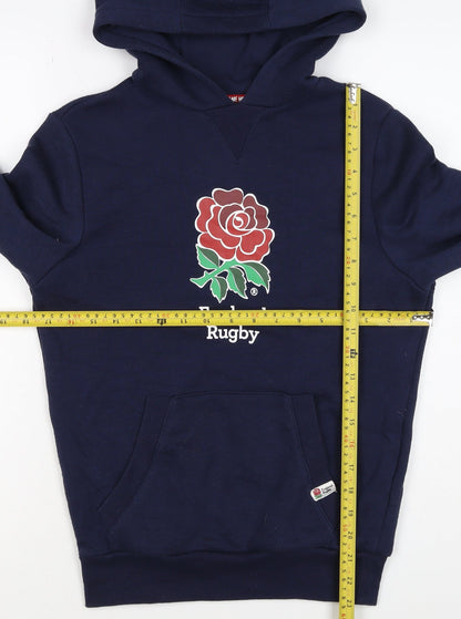 England Rugby Boys Navy Pullover Hoodie 13 Years 158cm Rose Logo