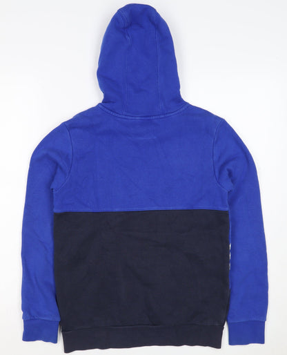 adidas Boys Blue Black 12-13 Years Pullover Hoodie Logo Striped