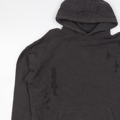 River Island Men’s Black M Distressed Pullover Hoodie Kangaroo Pocket