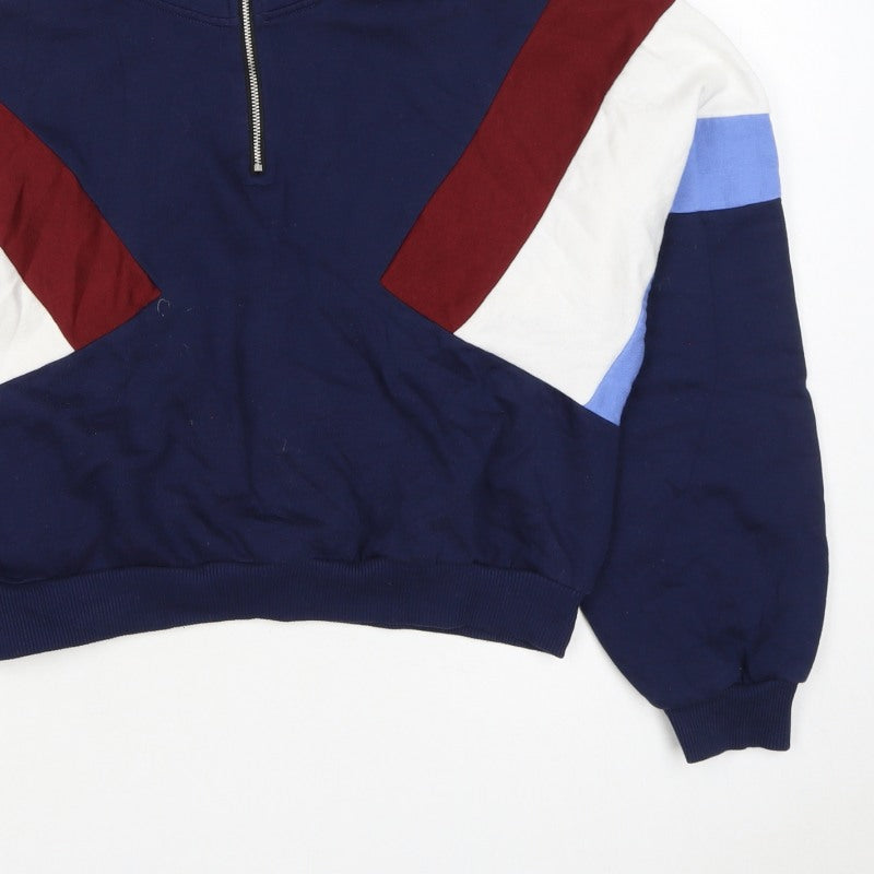 H&M Divided Women’s Multicoloured 1/4 Zip High Neck Jumper Size S