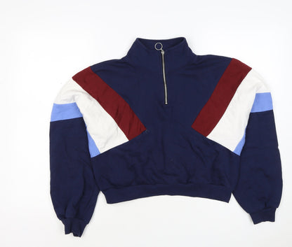 H&M Divided Women’s Multicoloured 1/4 Zip High Neck Jumper Size S