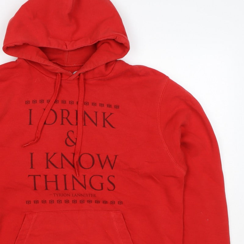HBO Men’s Red M Pullover Hoodie Tyrion Lannister Quote Graphic