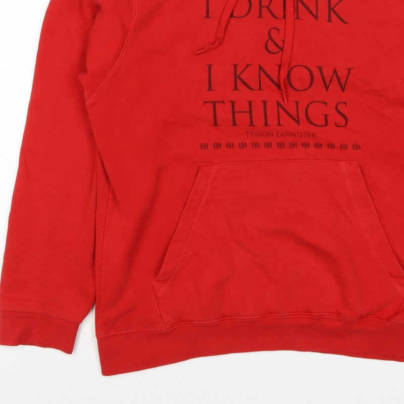 HBO Men’s Red M Pullover Hoodie Tyrion Lannister Quote Graphic