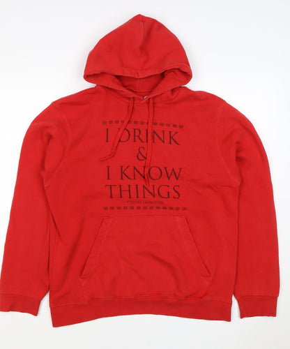 HBO Men’s Red M Pullover Hoodie Tyrion Lannister Quote Graphic