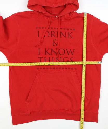 HBO Men’s Red M Pullover Hoodie Tyrion Lannister Quote Graphic