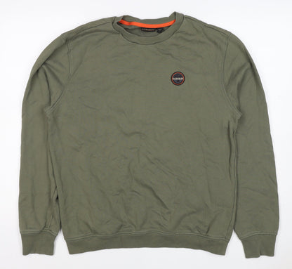 Napapijri Men’s Green M Pullover Crew Neck Logo Sweatshirt