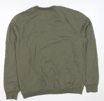 Napapijri Men’s Green M Pullover Crew Neck Logo Sweatshirt