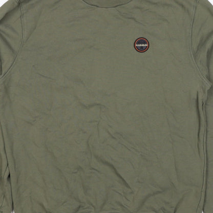Napapijri Men’s Green M Pullover Crew Neck Logo Sweatshirt