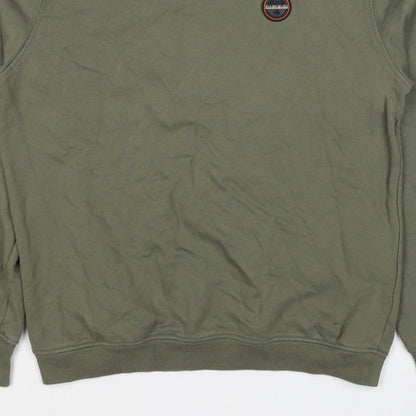 Napapijri Men’s Green M Pullover Crew Neck Logo Sweatshirt