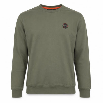Napapijri Men’s Green M Pullover Crew Neck Logo Sweatshirt