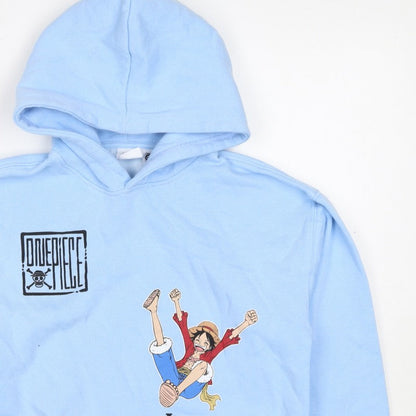 Zara Boys Blue 9-10 Years One Piece Luffy Graphic Print Pullover Hoodie