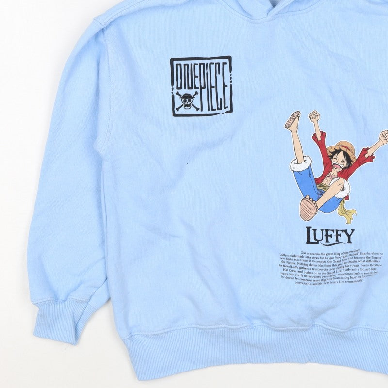 Zara Boys Blue 9-10 Years One Piece Luffy Graphic Print Pullover Hoodie